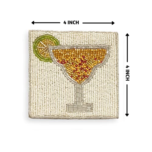 Folkulture Handmade Boho Cocktail Drink Coasters Set of 4 - Table Decor & Bar Accessories