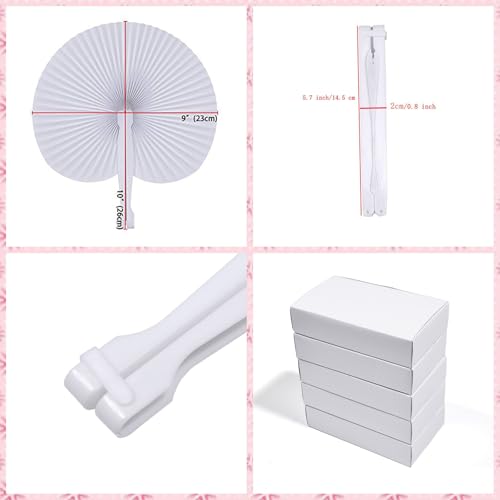 60 Pcs White Folding Paper Hand Fans for Wedding Party Favors and DIY