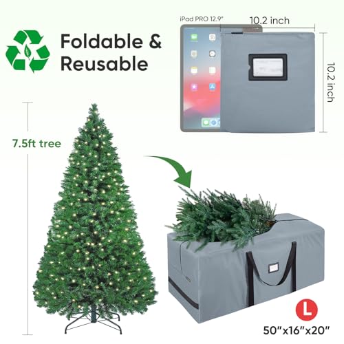 Extra Large Christmas Tree Storage Bag 7.5 Ft Heavy Duty Oxford Fabric