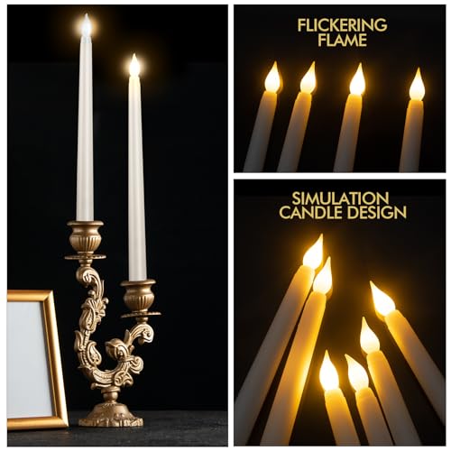 Bazayona 36pcs Ivory 11 inch Flameless LED Taper Candles Battery Operated