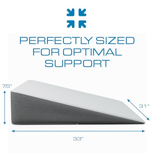 Extra Wide Bed Wedge Pillow - 7.5 Inch Memory Foam with Jacquard Cover