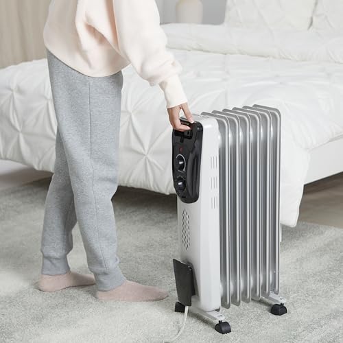 Portable Oil-Filled Radiator Heater 1500W with 7 Fins