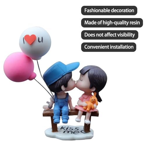 Cute Cartoon Couple Resin Ornament for Car Dashboard and Home Decor