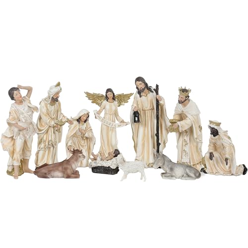 12-Piece Christmas Nativity Set, 12.5-Inch Hand-Painted Resin Figurines