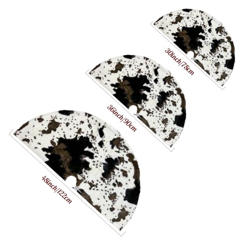 30-Inch Cow Print Christmas Tree Skirt - Black & White Faux Fur Decor