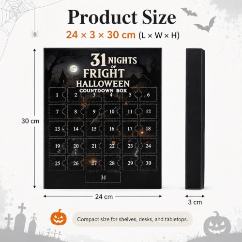 Halloween Advent Calendar with 31 Mini Spooky Figurines - 31-Day Countdown Box