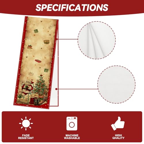 Jiudungs Vintage Christmas Table Runner 13x72 In for Holiday Dining