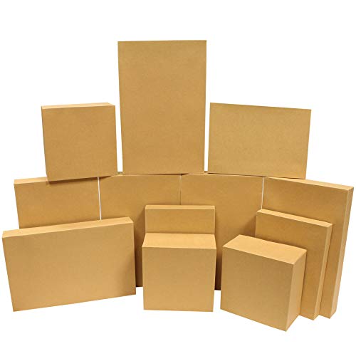 JOYIN 12PCS Christmas Brown Gift Boxes with Lids for Presents, 4"