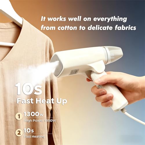 Portable Handheld Garment Steamer & Iron, 1300W Foldable Travel Clothes Steamer
