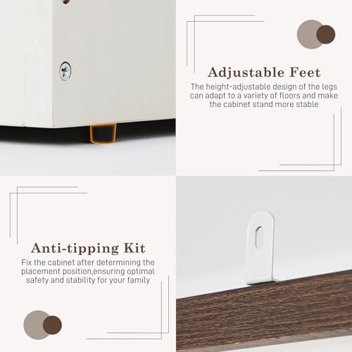Farmhouse Armoire Wardrobe with Sliding Barn Doors, LED Lights & Drawers