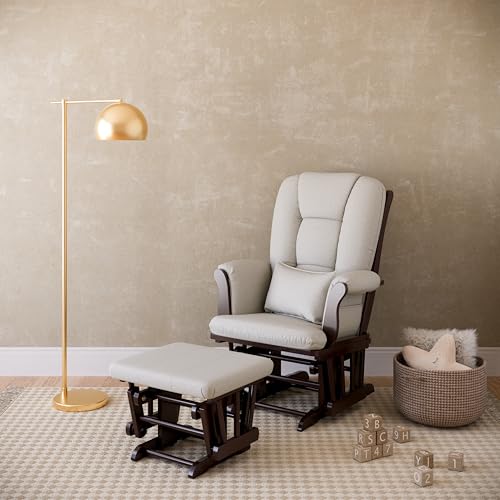 Nursery Glider and Ottoman Set with Lumbar Pillow, Solid Wood, Espresso