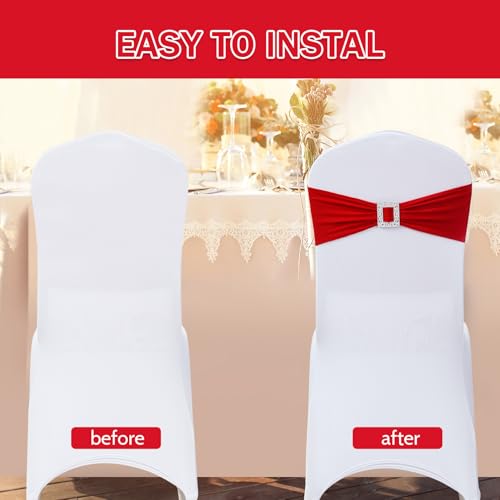 30 PCS Stretch Chair Sashes with Buckle Slider - Universal Elastic Ties for Events