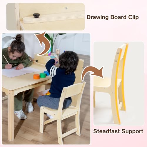 Kids Wooden Activity Table and Chair Set with Storage for Arts and Crafts