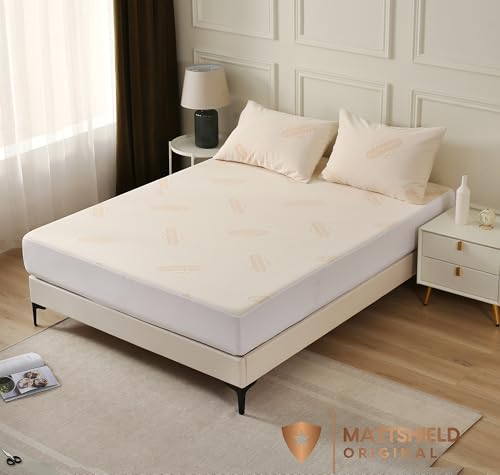 Organic Cotton Waterproof Mattress Protector - Twin Size Deep Pocket Fitted Cover