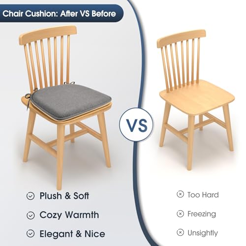 Memory Foam Dining Chair Pads, 4-Pack Non-Slip Kitchen Seat Cushions, Grey