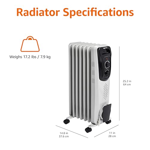 Portable Oil-Filled Radiator Heater 1500W with 7 Fins