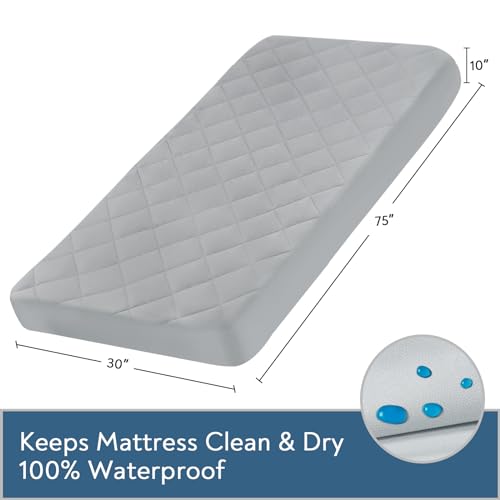 Waterproof Quilted Cot Mattress Pad, Grey, 30" x 75"
