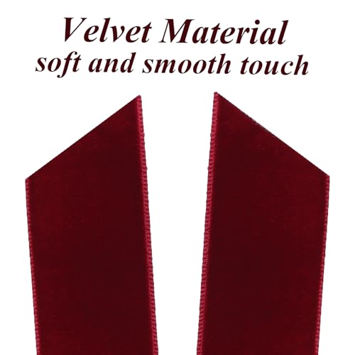 12-Pack Burgundy Velvet Christmas Ribbon Bows for Wreaths & Trees (5x10 in)
