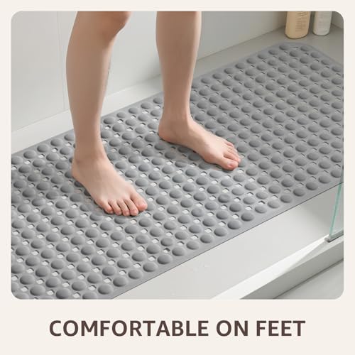 OTHWAY Non Slip Bath Tub Mat - 35x16 Inch Grey Shower Mat with Suction Cups