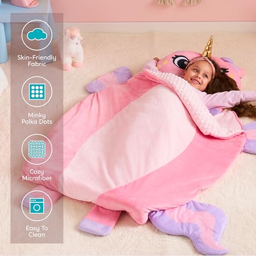 Kids Nap Mat with Pillow and Blanket, 60x39 Inch Portable Sleeping Bag