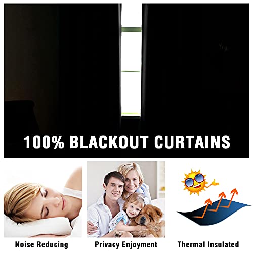 H.VERSAILTEX 100% Blackout Curtains 108 Inches Long (2 Layers) Full Light Blocking Window Curtain Draperies for Bedroom Thermal Insulated Soft Thick Silky Grommet 2 Panels, Wheat with Black Liner