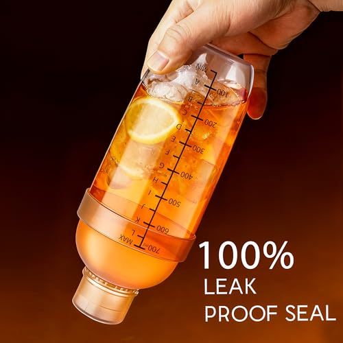 BETTFOR 24oz (700ml) Plastic Cocktail Shaker with Measuring Scale - Leak-Proof Drink Mixer