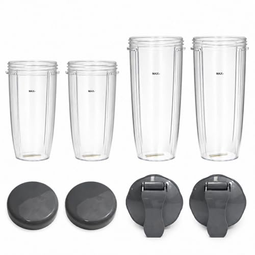 Kucall Replacement Cups with Lids for Nutribullet 600W & 900W Blender - Standard, 4-Piece Set