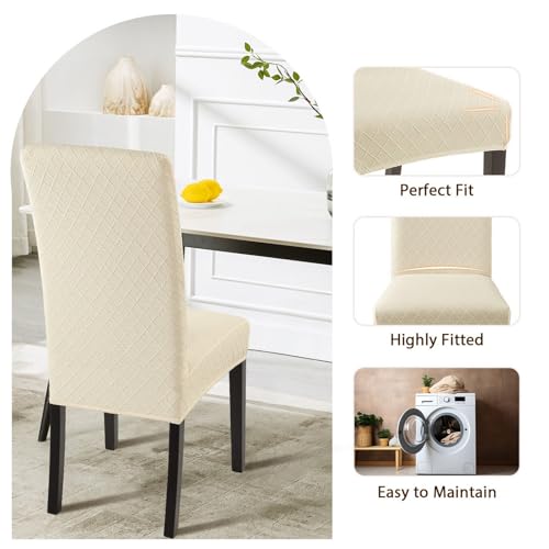 Stretch Jacquard Dining Chair Covers (Set of 6) - Removable Parsons Slipcovers