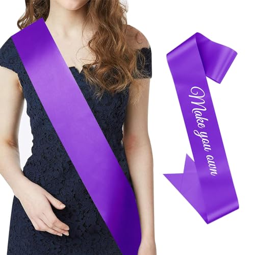 Customizable Purple Satin Sash for Weddings, Birthdays & Graduations