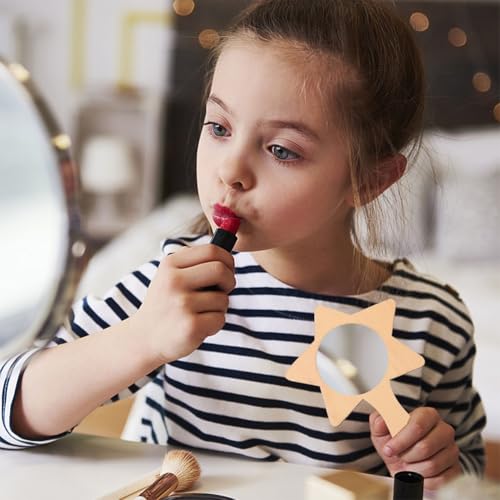 12-Piece DIY Wooden Handheld Mirrors for Kids Unpainted Craft Kit
