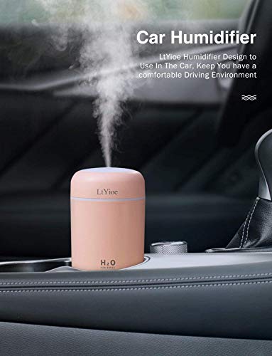 Mini USB Personal Humidifier, 2 Mist Modes, Quiet Desktop Design (Pink)