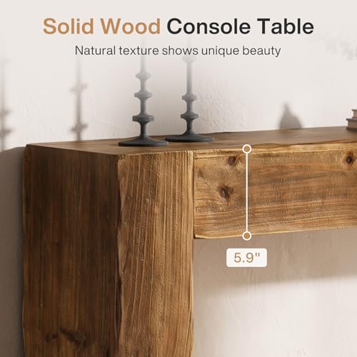 63-Inch Solid Wood Console Table, Rustic Farmhouse Sofa Entryway Table