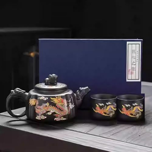 Square Dragon ZiSha Tea Set - Handmade Chinese Tea Gift Set for Father's Day & Holidays