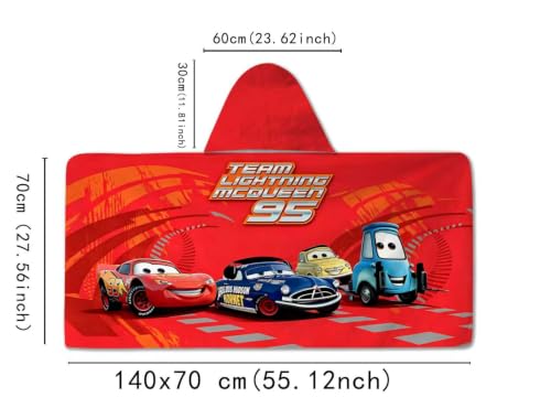 Cars Printed Soft Microfiber Hooded Towel Wrap, 28 x 55 Inch Absorbent