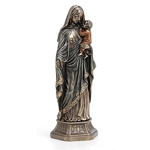 Madonna and Baby Jesus Triptych Nativity Scene Statue - Bronzed Resin