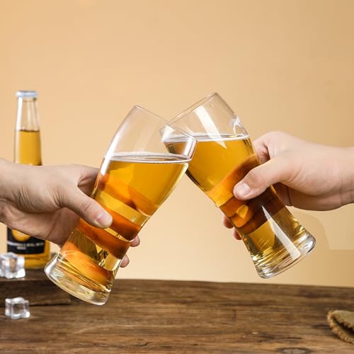 Set of 4 Pint Beer Glasses, 15.5 oz Classic Pilsner Drinking Mugs