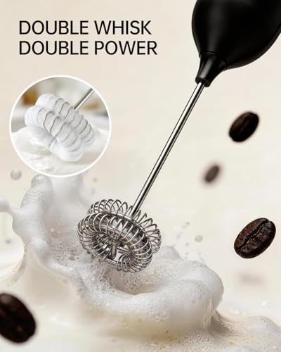 CIRCLE JOY Rechargeable Handheld Milk Frother with Stand, Black