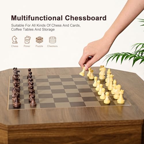 24-Inch Square Chess and Checkers Game Table with 2 Storage Drawers