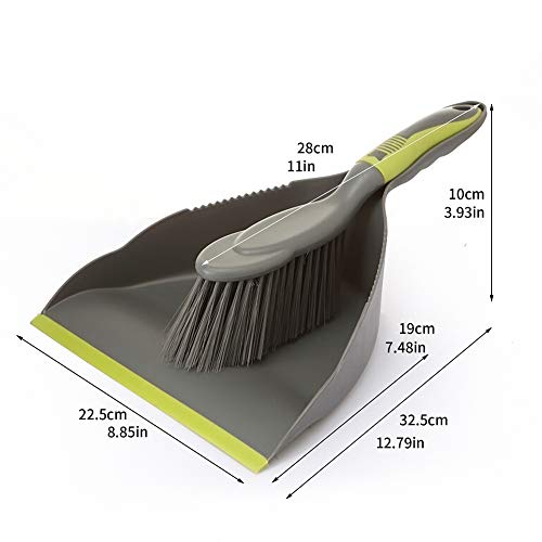 Small Handheld Dustpan and Brush Set with Self-Cleaning Scraper Teeth