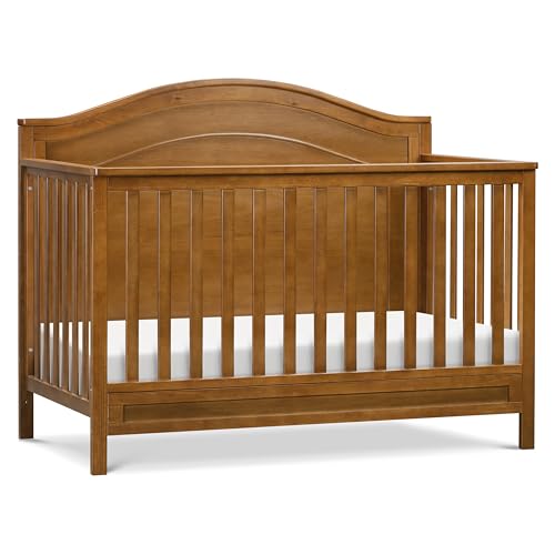 4-in-1 Convertible Crib, GREENGUARD Gold Certified Chestnut Wood Baby Bed