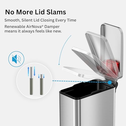 3 Gallon Stainless Steel Slim Bathroom Trash Can with Step Pedal