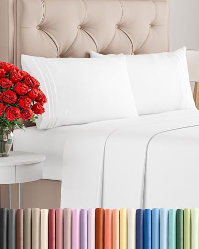 CGK Unlimited Queen Size 4-Piece Cooling Bed Sheet Set - White