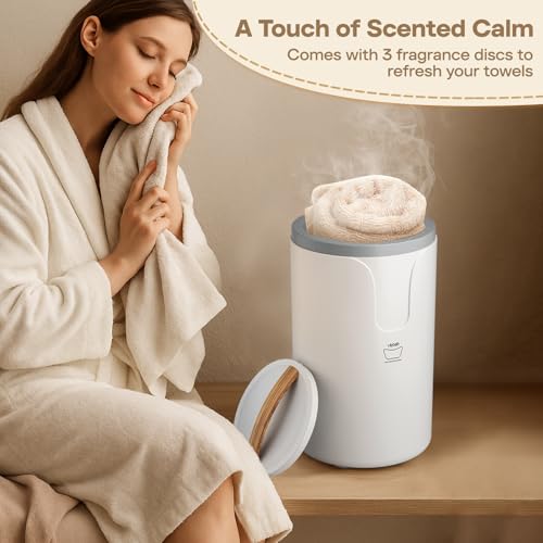 20L Large Towel Warmer Bucket with Timer, Fragrance Discs & Safety Shut-Off