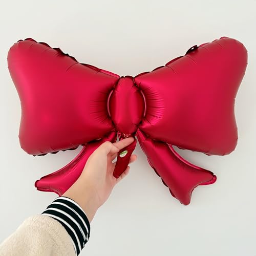 5Pcs Red Bow Balloon Set for Party Decorations, Red Centerpiece Foil Balloons