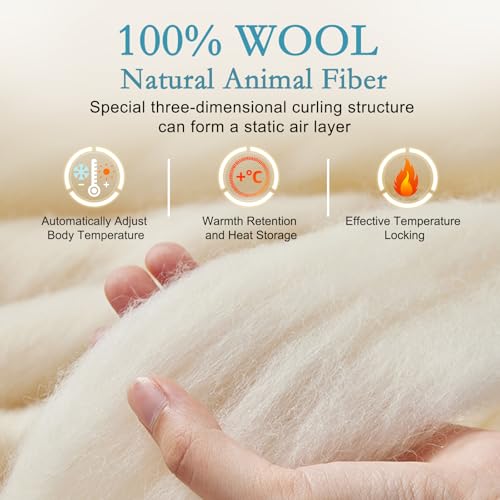 Lightweight Wool Comforter Queen Size - Thin Duvet Insert for Hot Sleepers