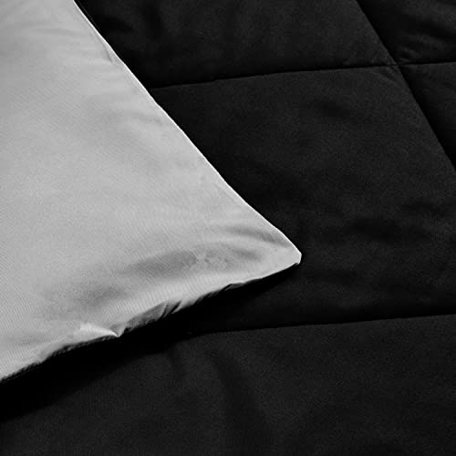 Reversible All-Season Microfiber Comforter Blanket, Twin/Twin XL, Black/Grey