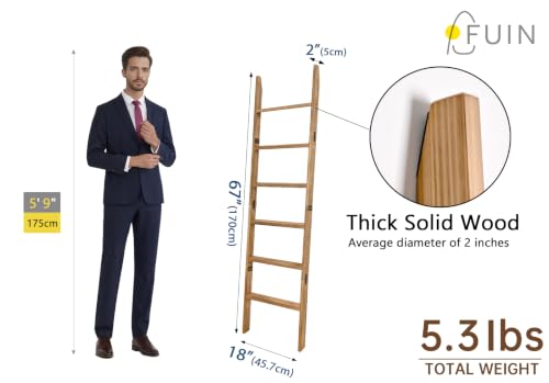 5.5ft Rustic Solid Wood Blanket Ladder - Farmhouse Towel & Quilt Rack
