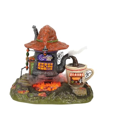 Halloween Village Lit Coffee Shop Building & Figurine Set - USB Powered