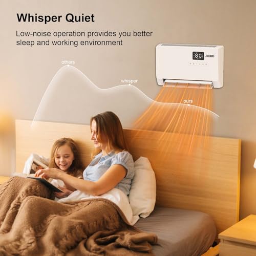 Wall-Mounted Electric Space Heater with Thermostat and Remote
