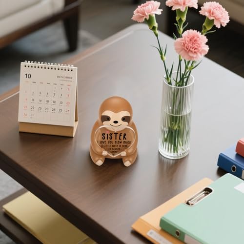 AkeKe Emotional Support Sloth Figurine with Heart Card - Sister Edition